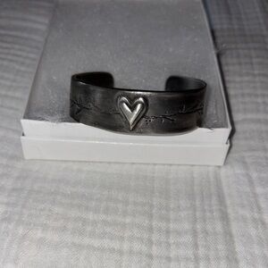 Silver Heart Cuff Bracelet